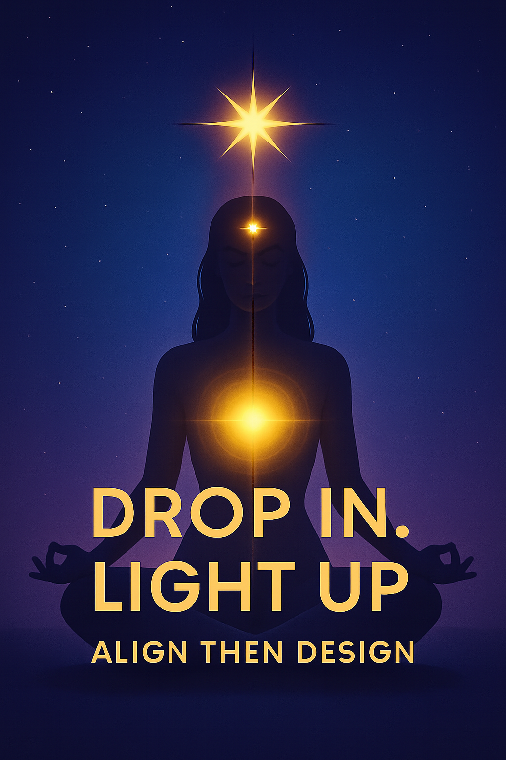 Meditating silhouette with glowing energy